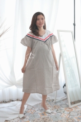 Dress Hamil Menyusui Murah Modis Modern Casual Terbaru Kekinian Katun NOONI DRESS Grosir   DRO 993 8  large